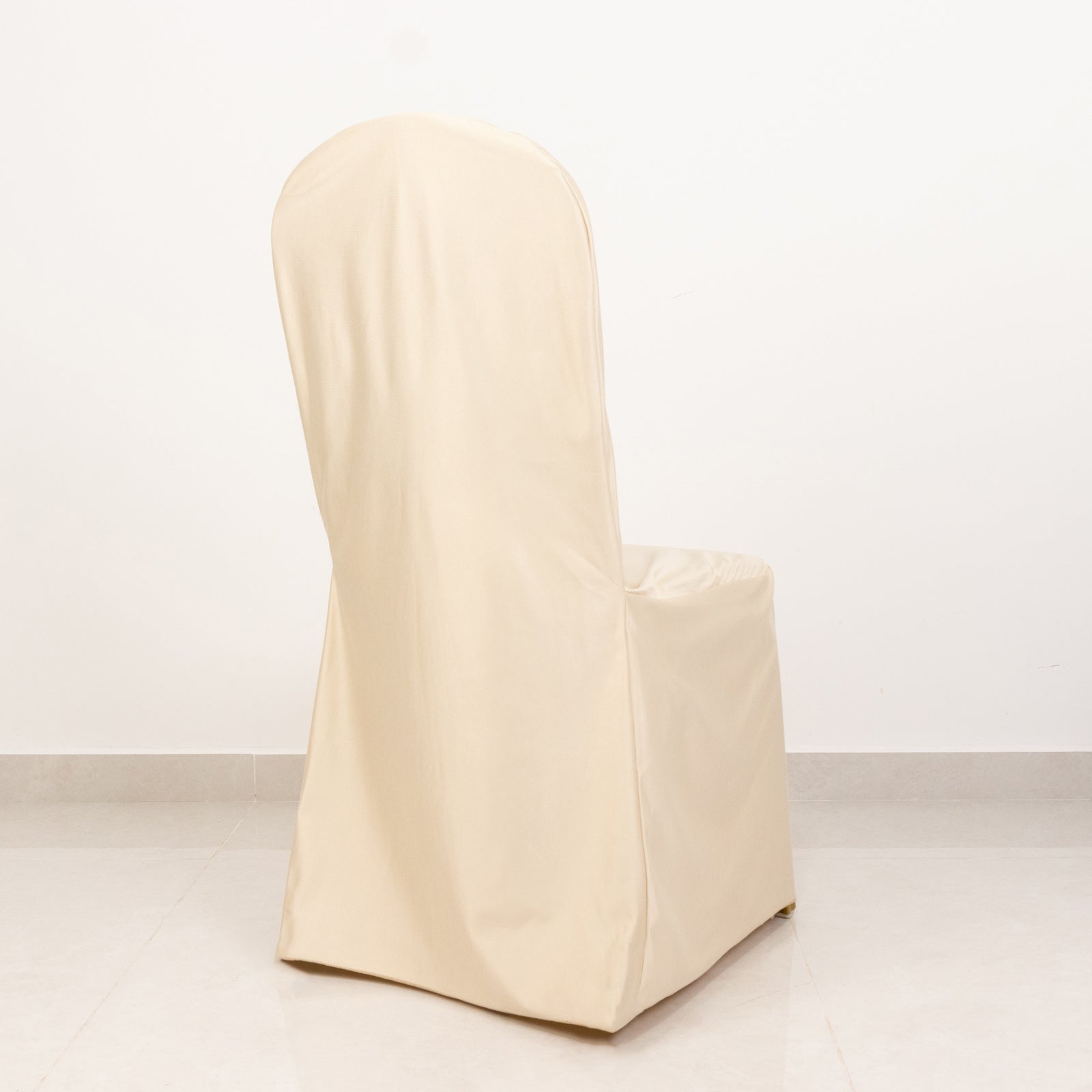Scuba Stretch Chair Cover Beige for Banquet Chairs Slim Fit Design - Wrinkle Free and Durable Slipcover