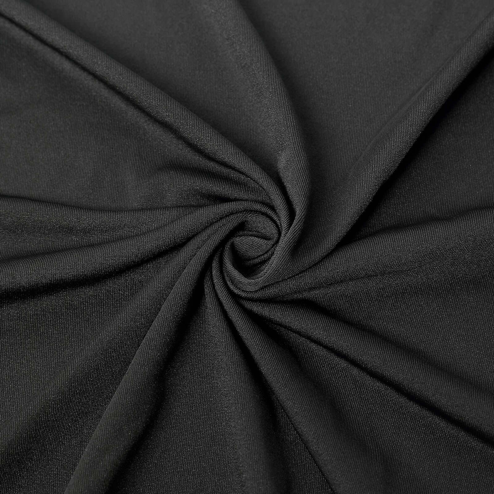 Stretch Spandex 72"x30" Rectangular Table Cover Black with Curved Open Back Design Tailored Professional Look