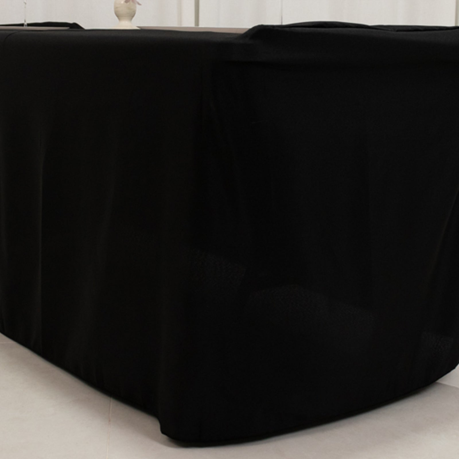Fitted Polyester 72"x24"x30" Rectangle Tablecloth Black - Perfect Fit for Special Size Tables