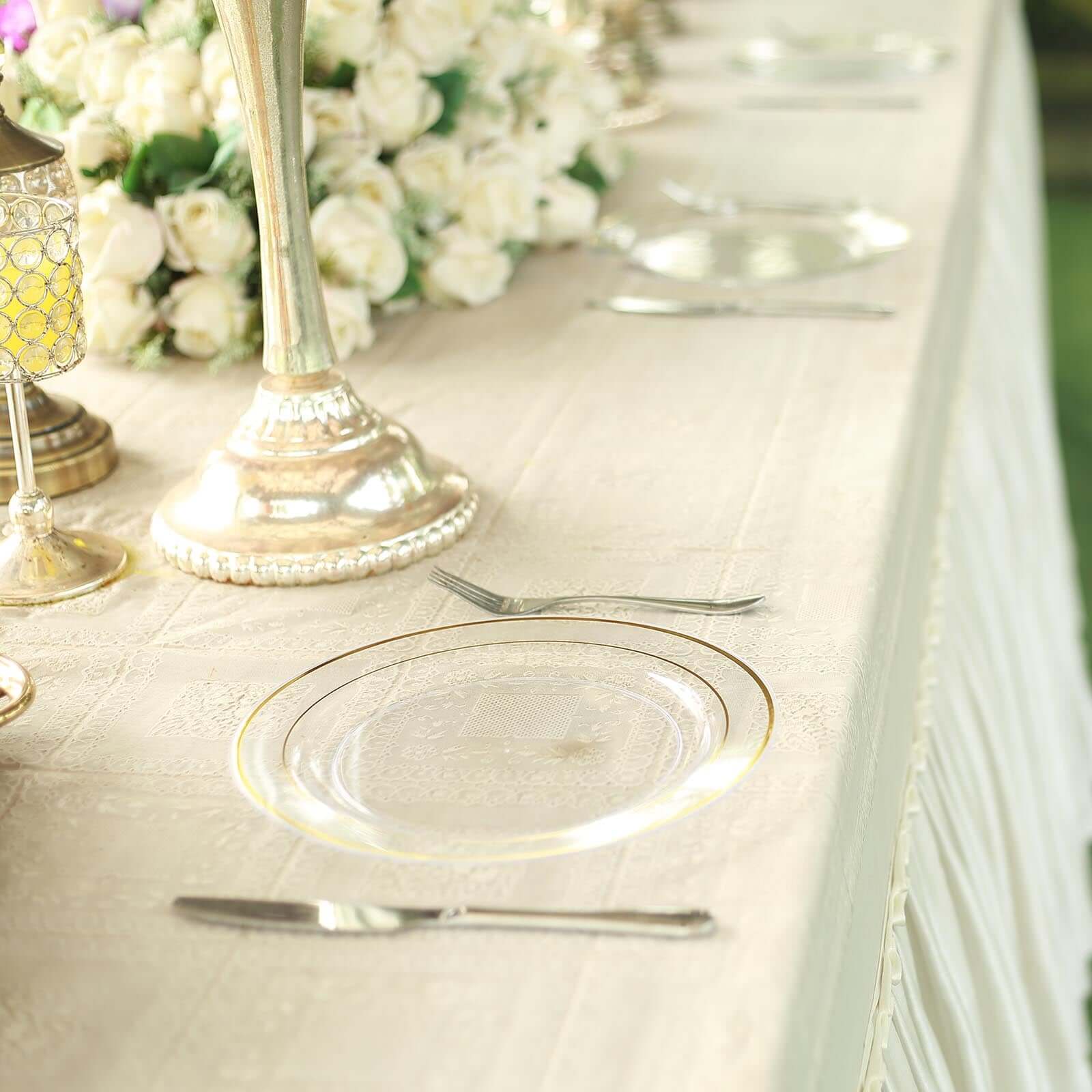 10-Pack Plastic Dinner Plates Clear with Très Chic Gold Rim - Perfect Disposable Party Plates 10"