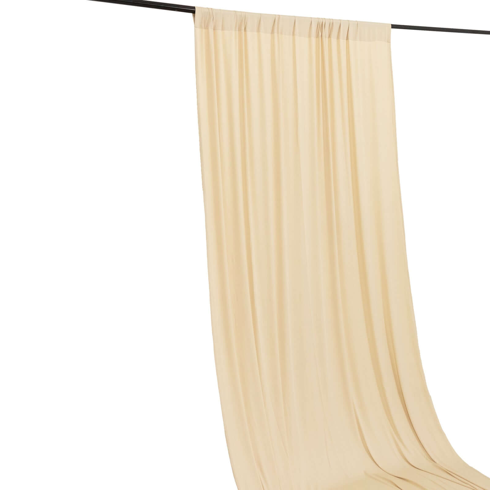 Beige 4-Way Stretch Spandex Event Curtain Drapes, Wrinkle Free Backdrop Event Panel with Rod Pockets - 5ftx10ft