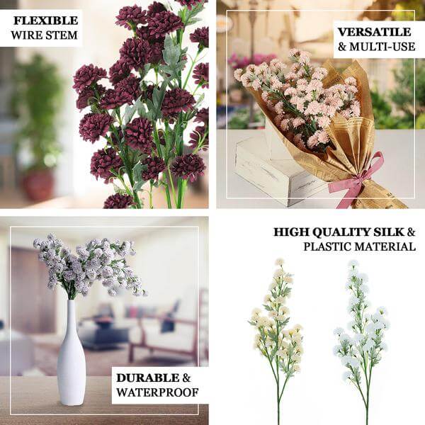 2 Bushes 33" Blush Artificial Chrysanthemum Mum Flower Bouquets