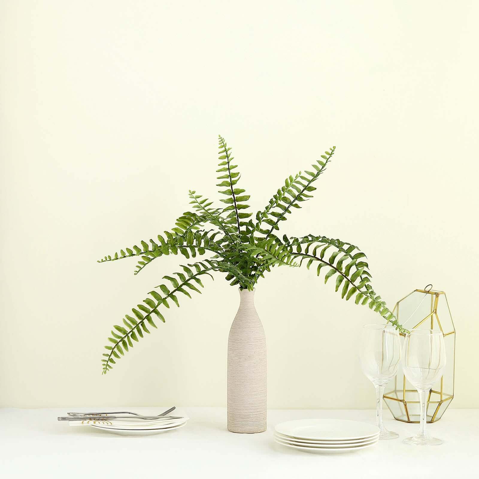 20" Artificial Boston Fern Green Leaf Plant, Premium Real Touch Indoor Spray
