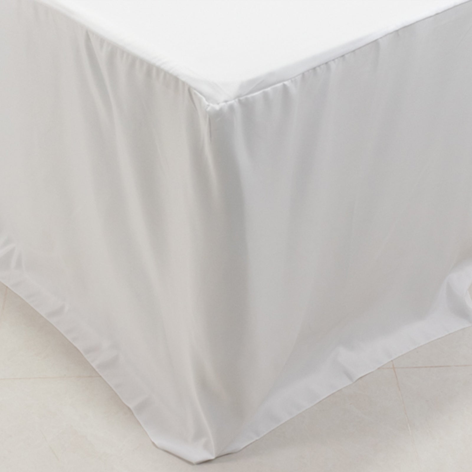 Fitted Polyester 96"x30" Rectangle Tablecloth White with Open Back Design - Easy to Maintain and Wrinkle-Resistant Table Cover for Trade Shows & Displays