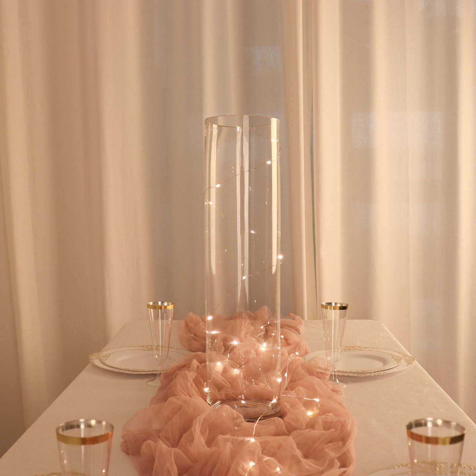 6-Pack Glass Flower Vases Cylinder Design Heavy Duty Clear - Stylish Centerpieces for Weddings 20"