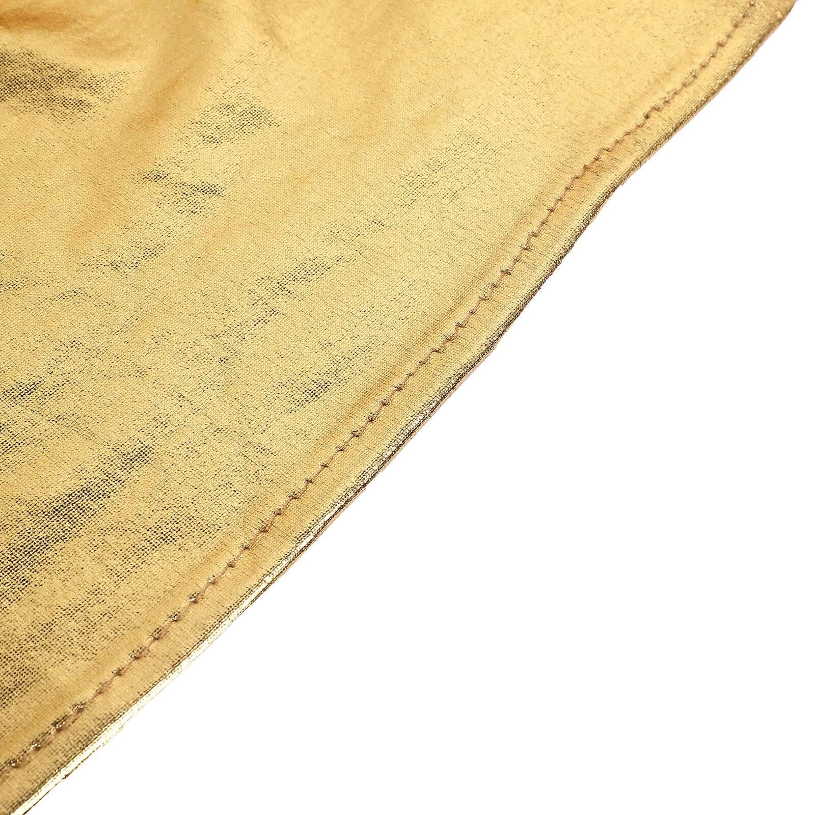 Metallic Spandex 32" Fitted Round Cocktail Table Cover Gold Highboy Tablecloth - Stretch Fit & Water-Resistant for Stylish Decor