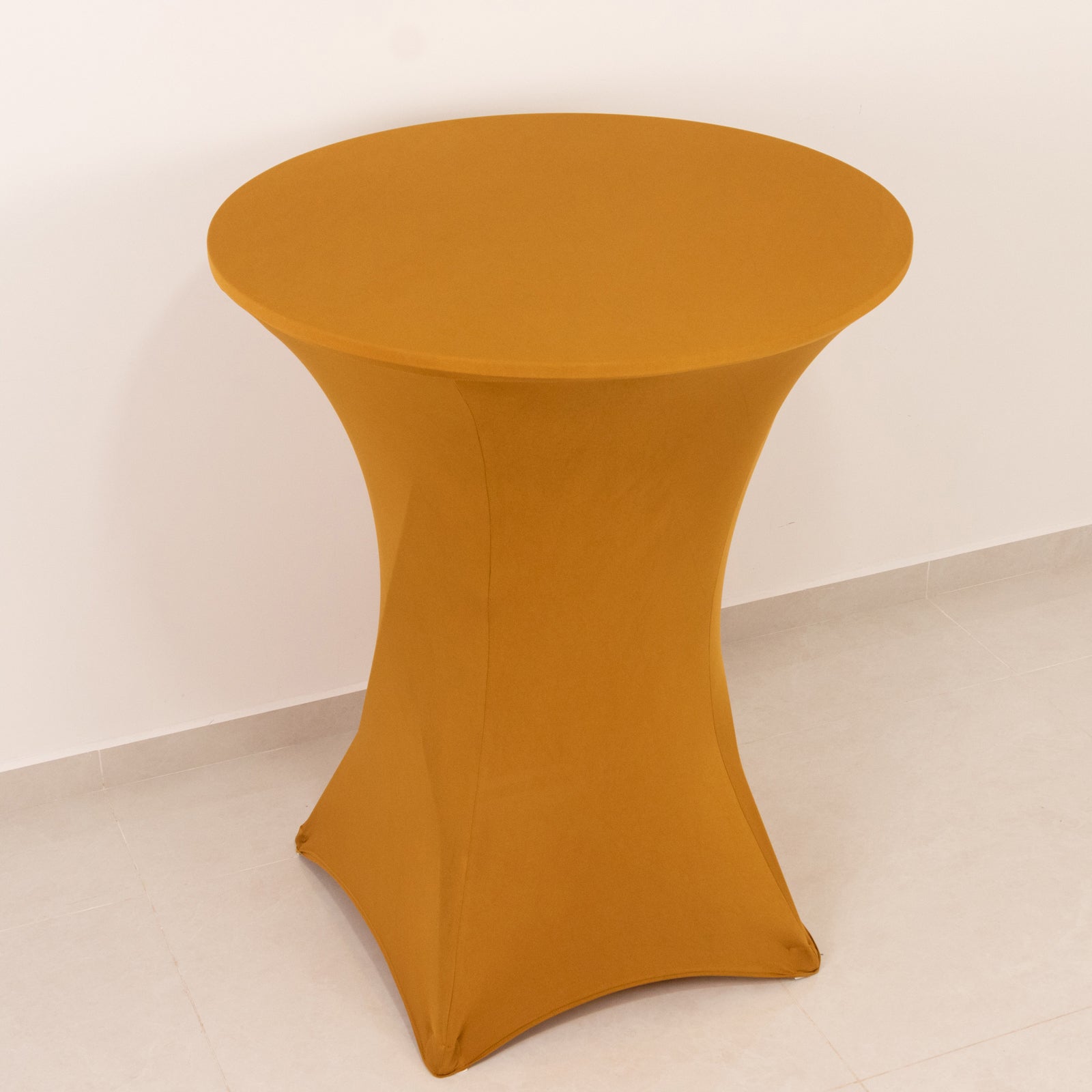 Spandex 33"-36" Round Cocktail Table Cover Gold - Easy to Maintain Stretch Fitted Highboy Tablecloth for Events