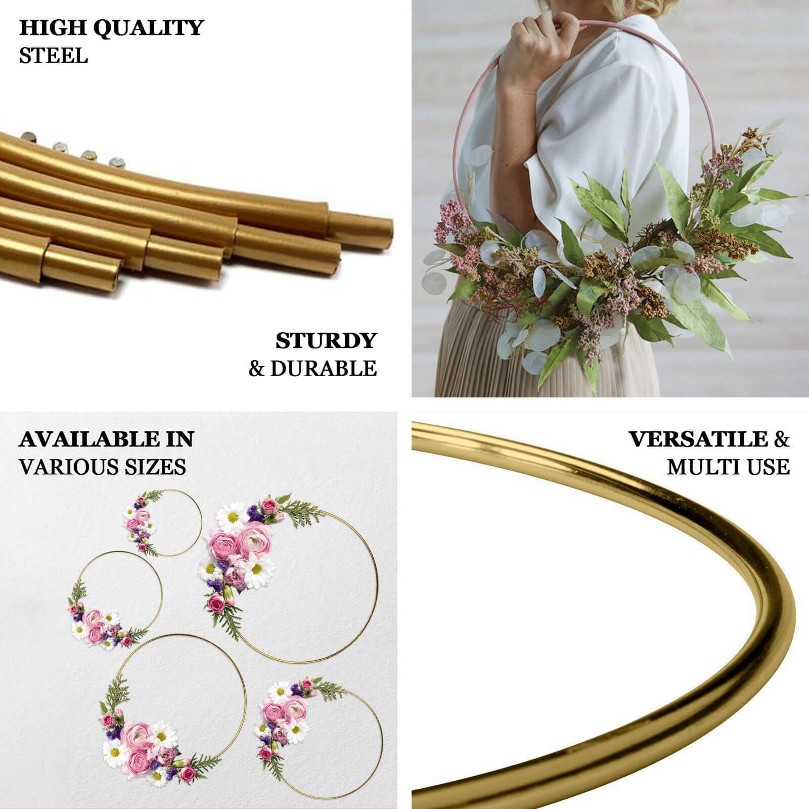 40" Gold Heavy Duty Metal Hoop Wreath, Floral Hoop