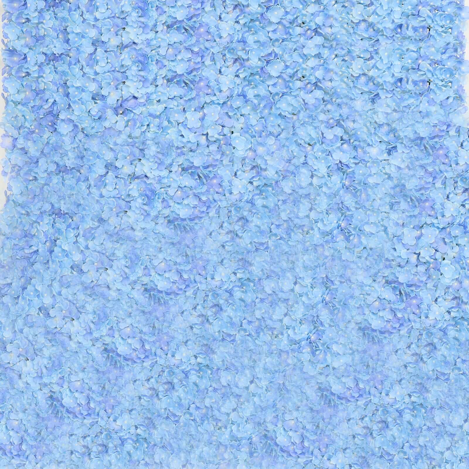 11 Sq ft. Light Blue UV Protected Hydrangea Flower Wall Mat Backdrop - 4 Artificial Panels