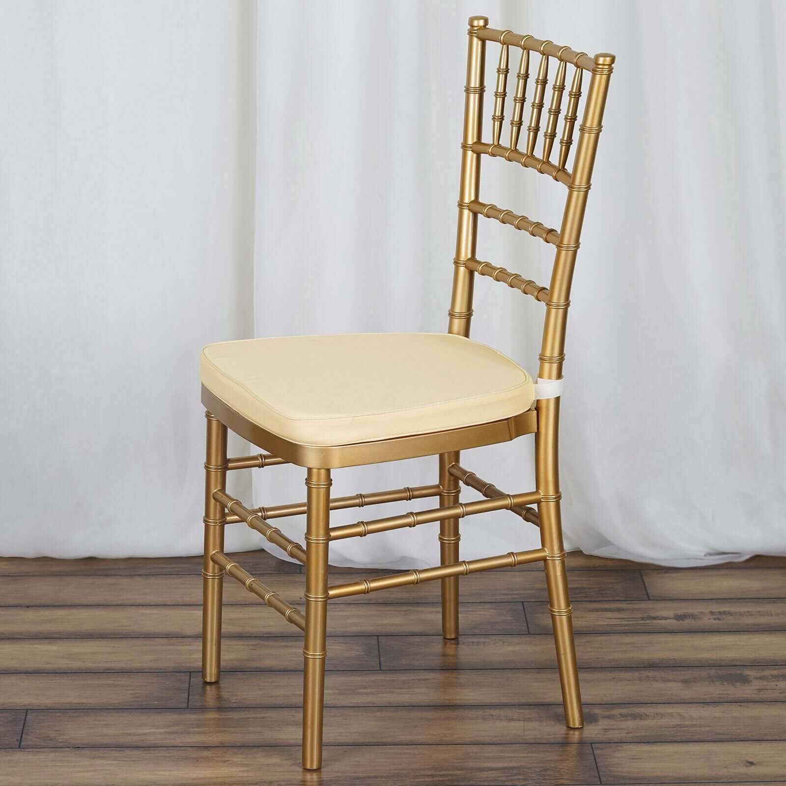 Chiavari Chair Cushion with 1.5" Thick Memory Foam and Ties Ivory - Stylish Removable Cover for Comfort