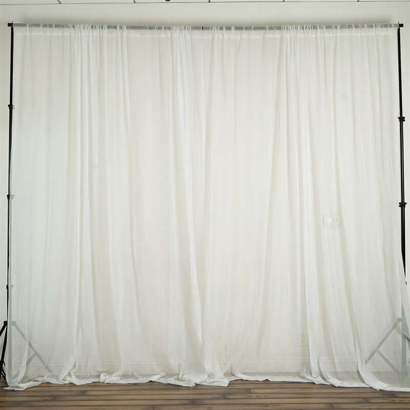 2 Pack Ivory Sheer Chiffon Event Curtain Drapes, Durable Flame Resistant Premium Organza Backdrop Event Panels With Rod Pockets - 10ftx10ft