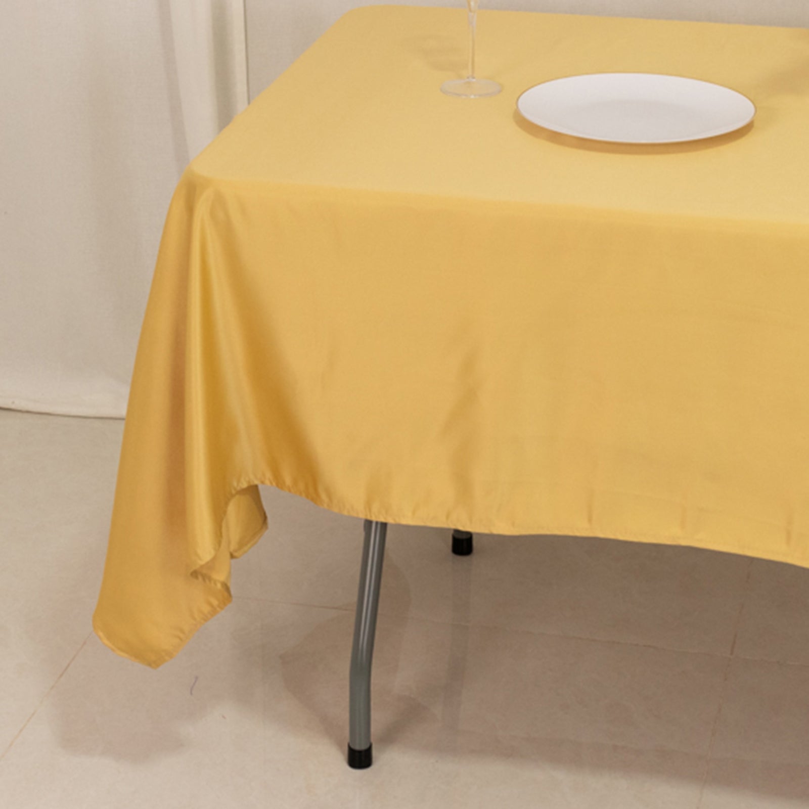 Lamour Satin 60"x102" Rectangle Tablecloth Champagne - Durable & Silky Soft Feel Table Cover