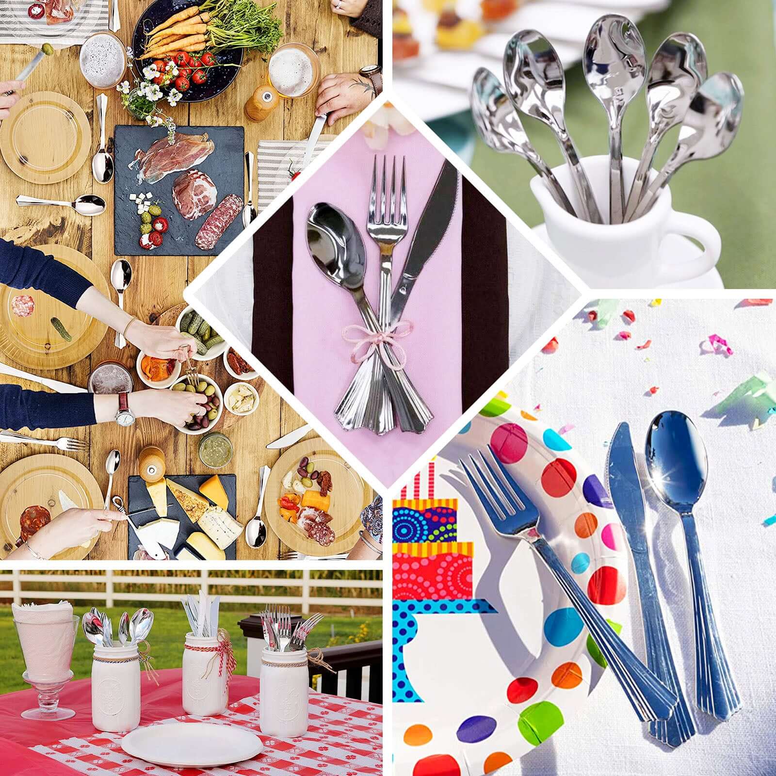25-Pack Plastic Spoons Light Silver Heavy Duty with Fluted Handles - Reliable Disposable Cutlery 7"