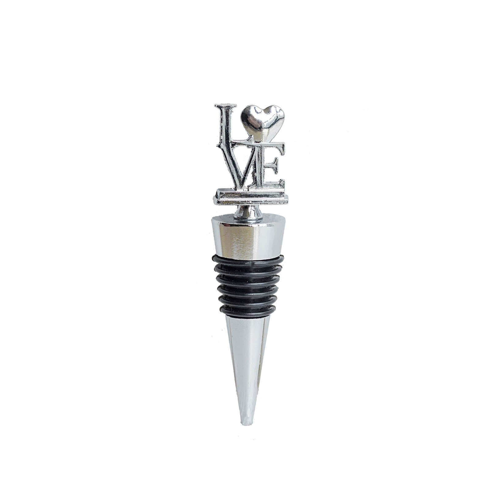 4" Silver Metal Love Wine Bottle Stopper Wedding Party Favors With Velvet Gift Box