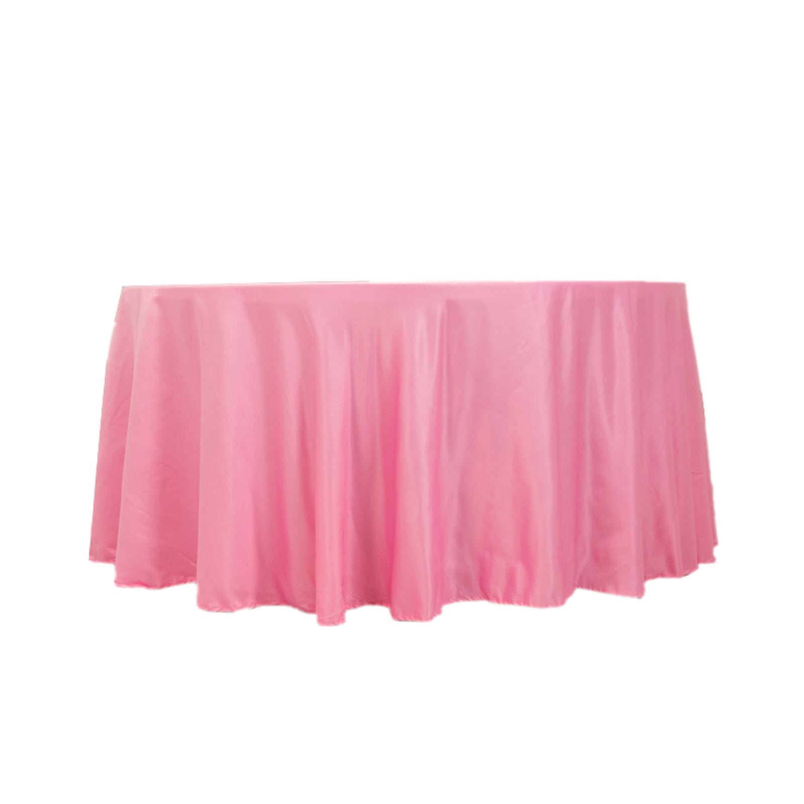 Lamour Satin 120" Round Tablecloth Pink - Seamless Table Cover with Soft Tempered Sheen