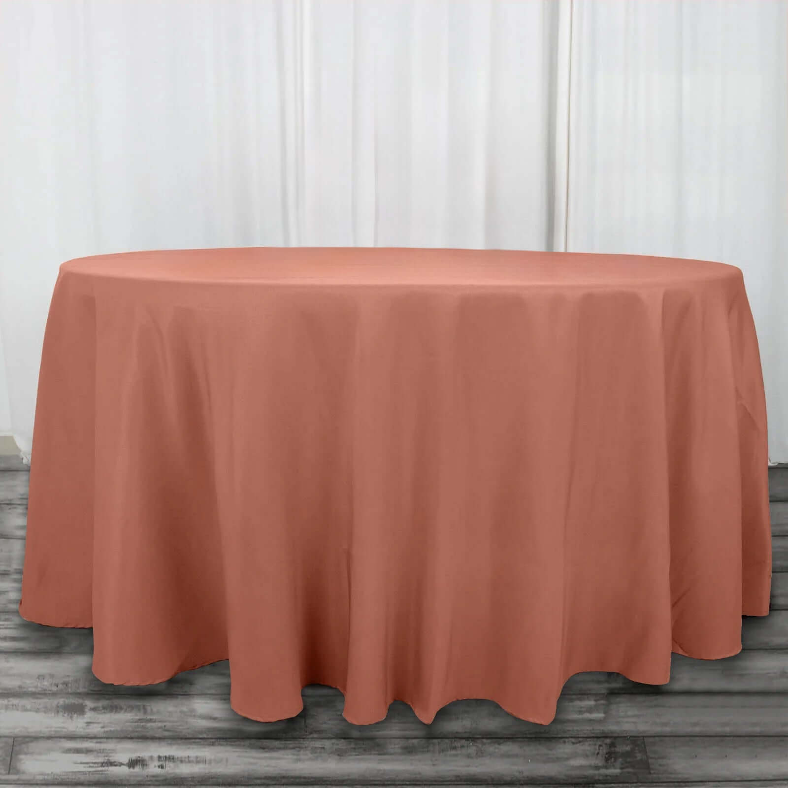 Premium Polyester 120" Round Tablecloth Terracotta (Rust) - Seamless 220GSM Wrinkle-Resistant Table Cover