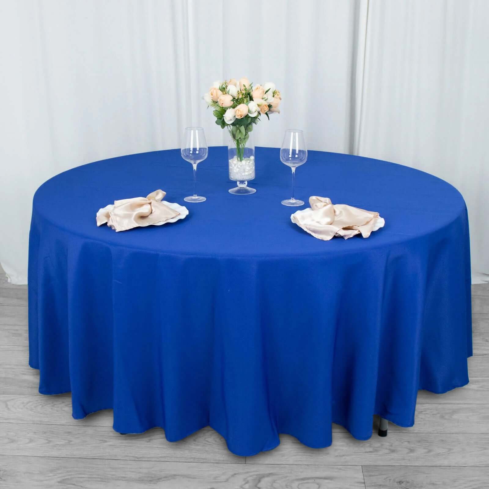 Premium Polyester 108" Round Tablecloth Royal Blue - Wrinkle-Resistant 220GSM Table Cover