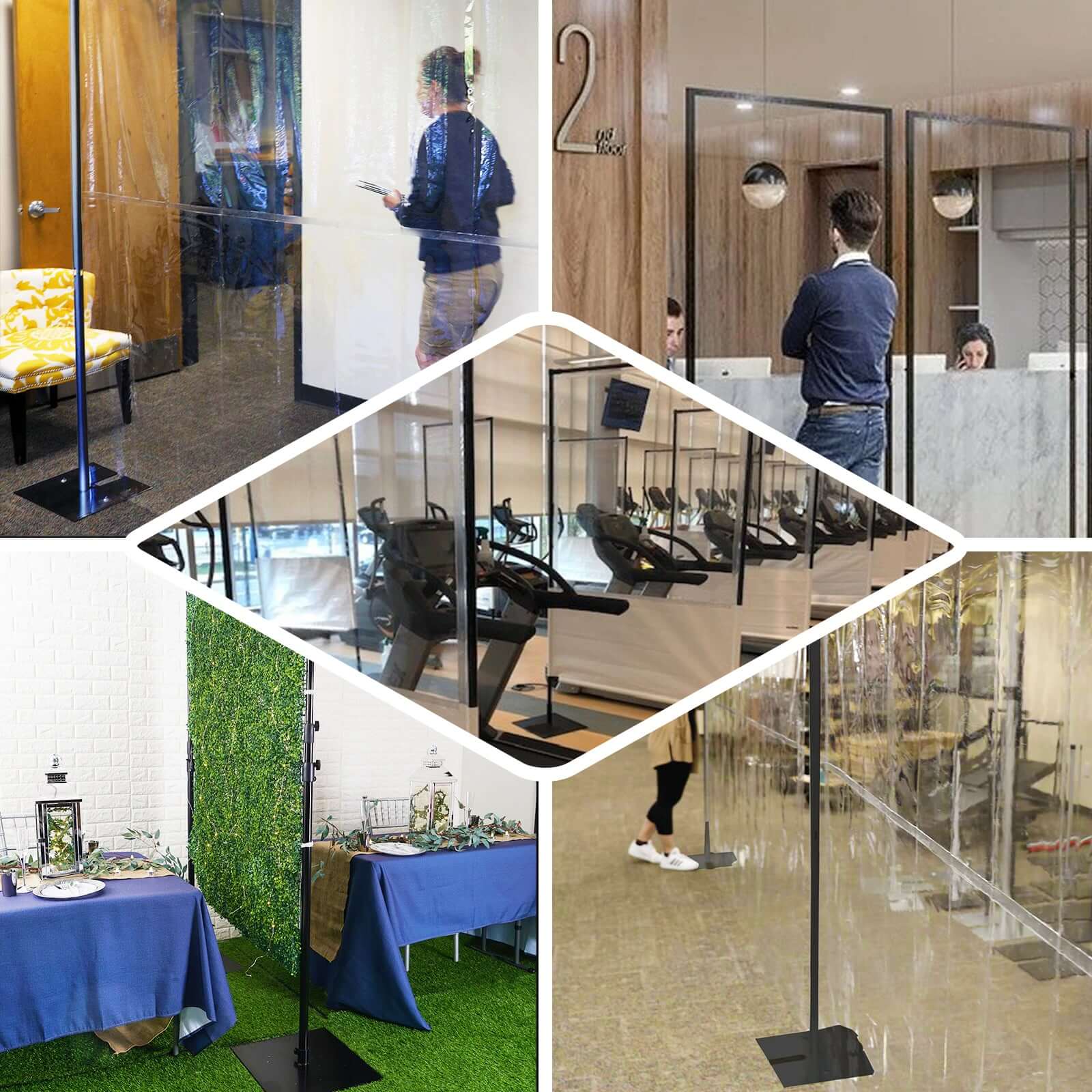 4ft x 9ft Portable Isolation Wall with Artificial Grass Wall Panels, Floor Standing Sneeze Guard