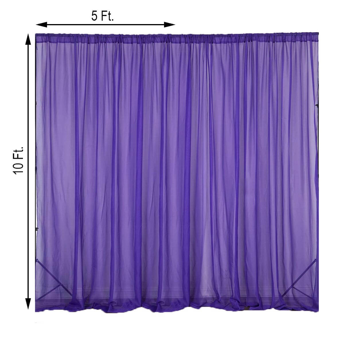 2 Pack Purple Sheer Chiffon Event Curtain Drapes, Durable Flame Resistant Premium Organza Backdrop Event Panels With Rod Pockets - 10ftx10ft