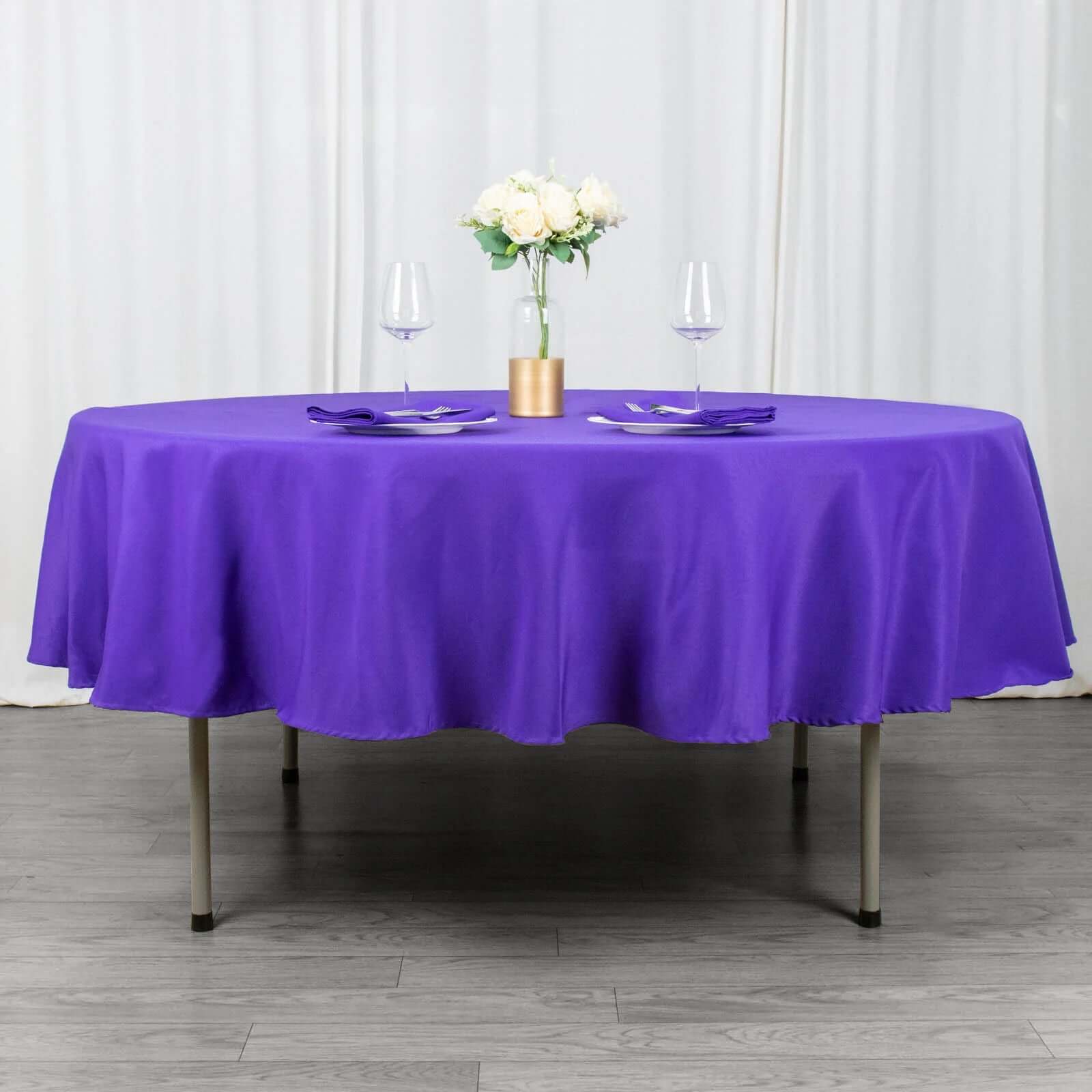 Premium Polyester 90" Round Tablecloth Purple - Stain and Wrinkle-Resistant Design with 220GSM Thickness Table Cover