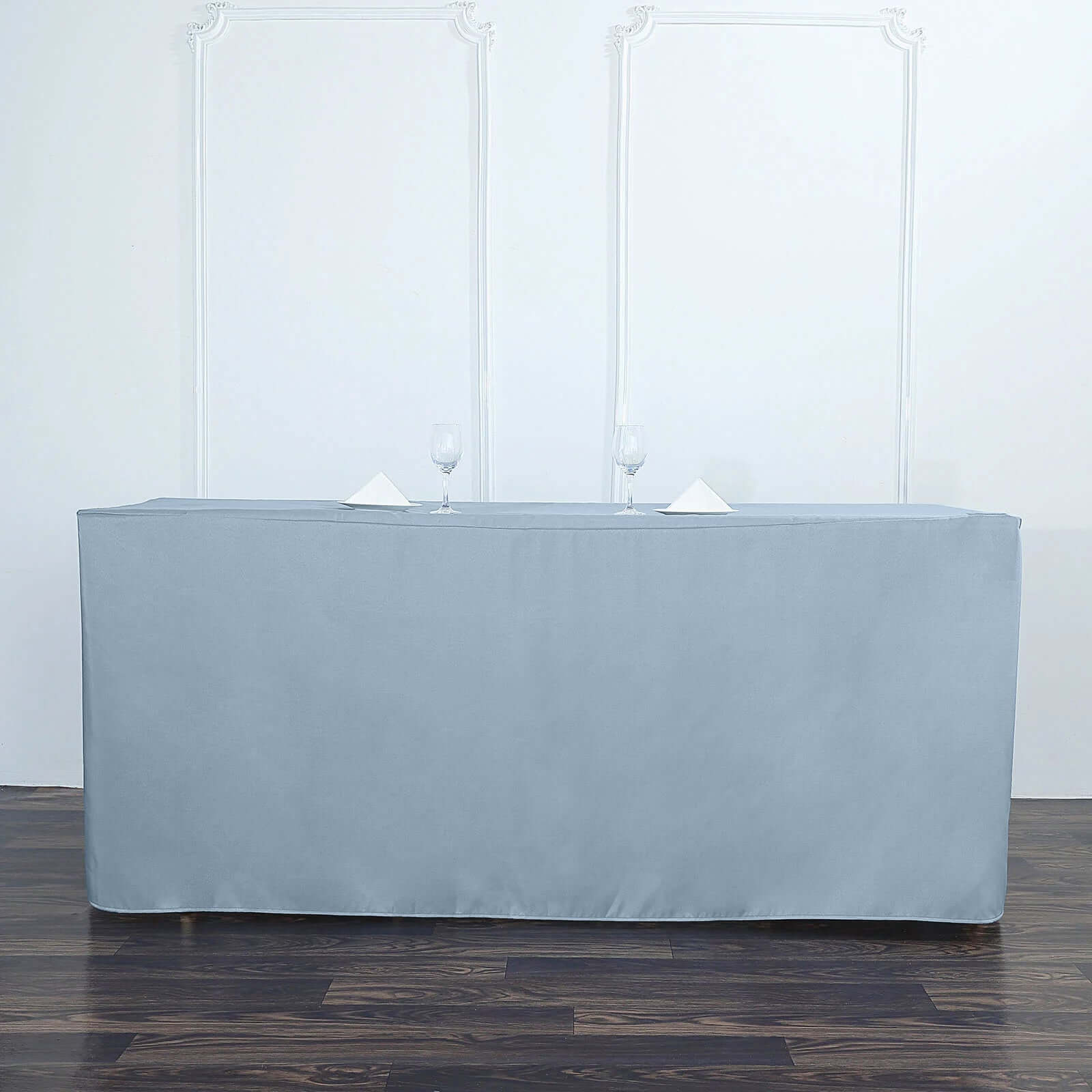 Fitted Polyester 72"x30" Rectangle Tablecloth Dusty Blue - Durable Table Cover