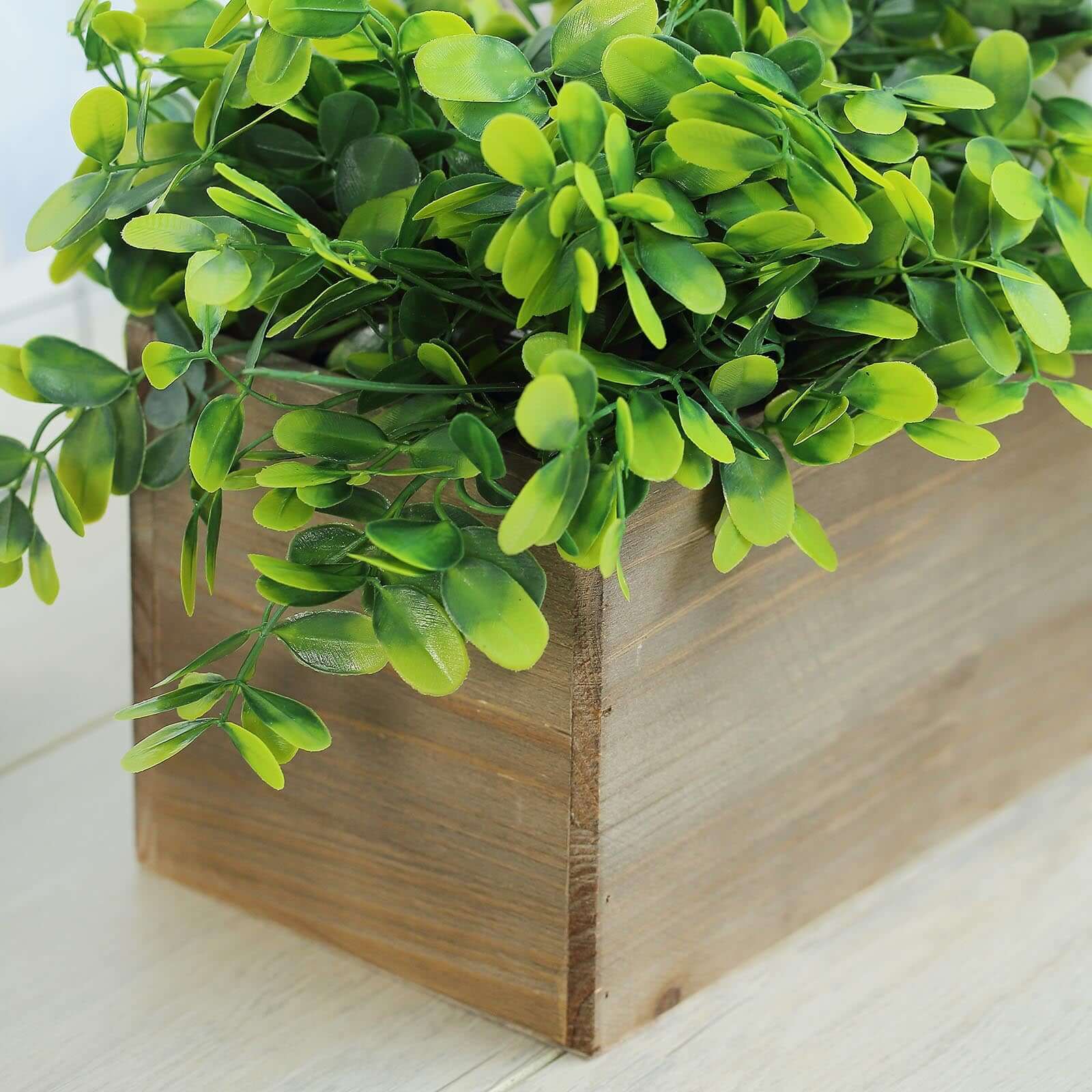 Natural Wood Planter Rectangular Box 18"x6"- Durable Decor with Removable Plastic Liner for Table Displays