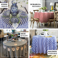 Polyester 120" Round Tablecloth White/Green Seamless - Checkered Buffalo Plaid Table Cover