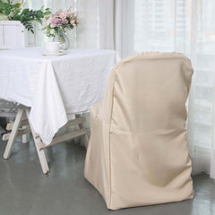 Polyester Slip On Folding Chair Covers Nude - Stain-Resistant Reusable Durable Fabric