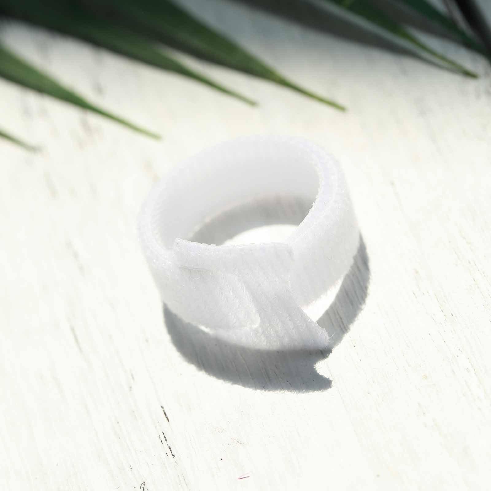 12 Pack 8" White Reusable Fastening Velcro Cable Ties, Adjustable Hook and Loop Cord Organization Straps
