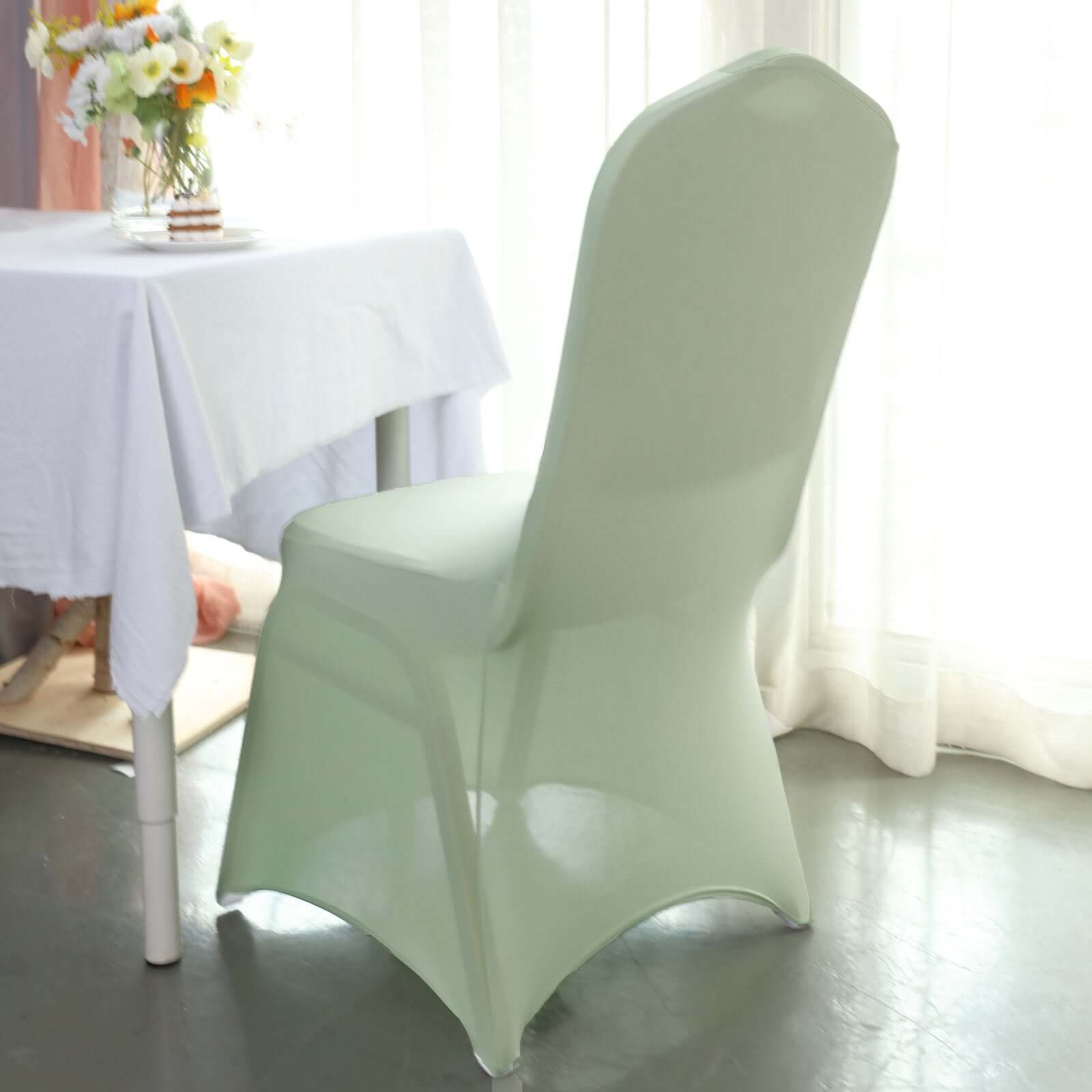 Spandex Chair Cover for Banquet Chairs Sage Green - Stretch 160GSM Fabric with Slip-On Slipcover