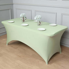 Stretch Spandex 96"x30" Rectangle Table Cover Sage Green - Durable Form-Fitting Tablecloth