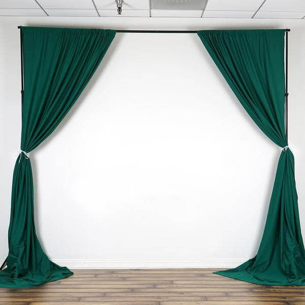 2 Pack Hunter Emerald Green Scuba Polyester Event Curtain Drapes, Durable Flame Resistant Backdrop Event Panels Wrinkle Free with Rod Pockets - 10ftx10ft
