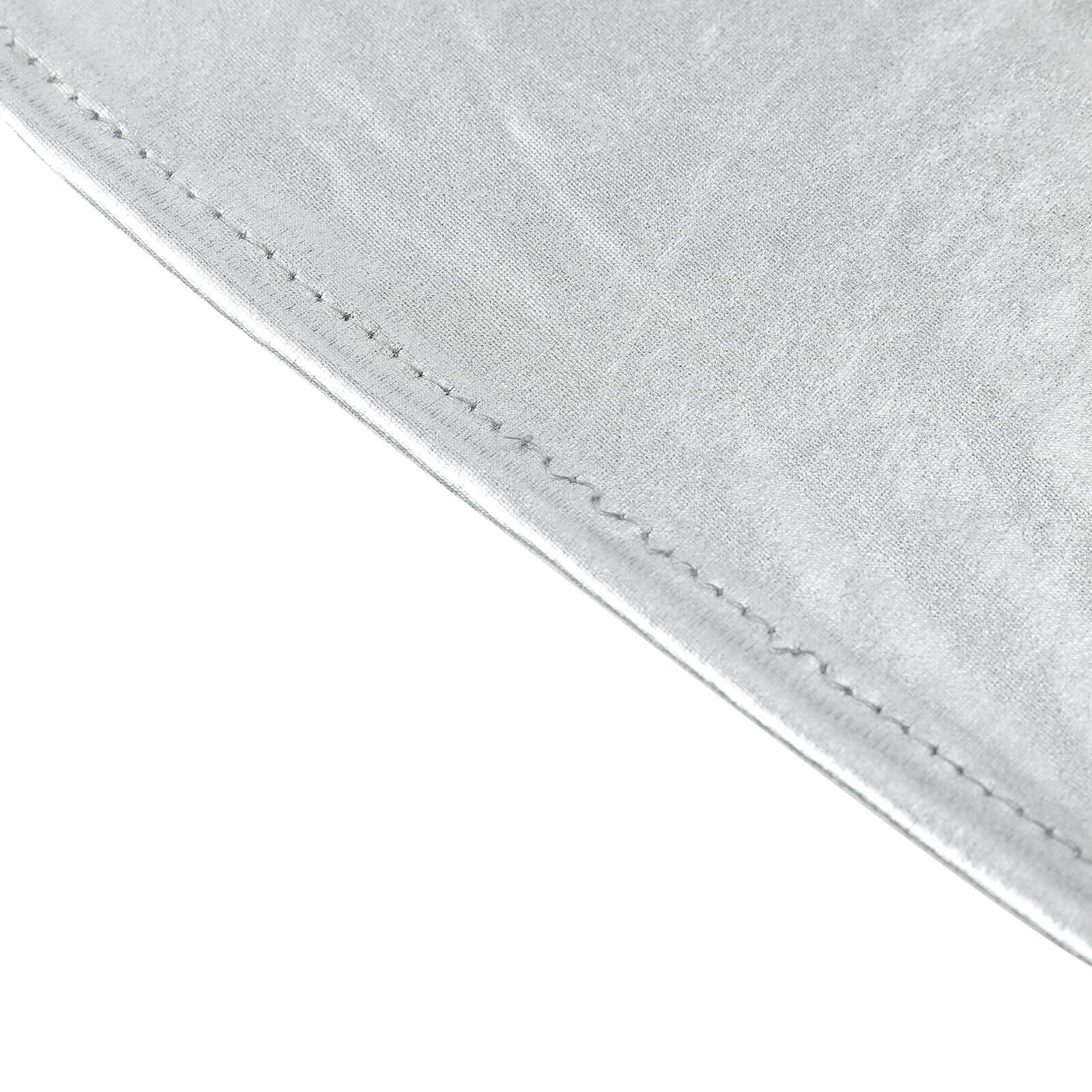 Metallic Spandex 32" Fitted Round Cocktail Table Cover Silver Highboy Tablecloth - Stretch Fit & Water-Resistant