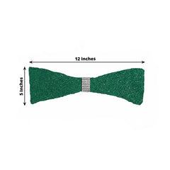 5 Pack Metallic Shimmer Tinsel Spandex Chair Sashes Hunter Emerald Green - Durable and Reusable Stretch Chair Bands