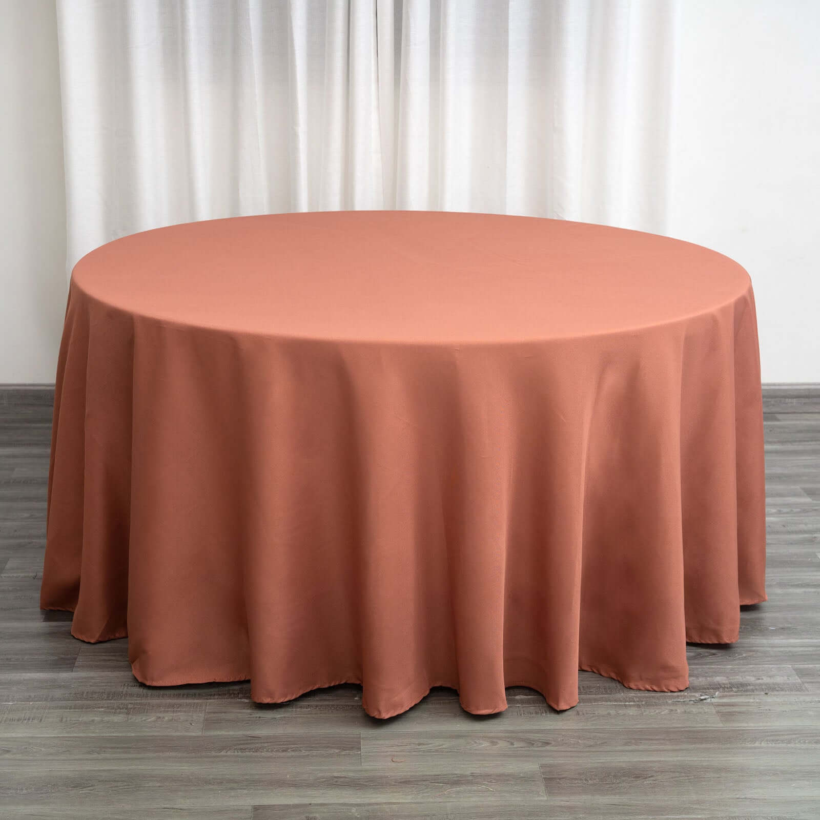 Polyester 120" Round Tablecloth Terracotta (Rust) - Seamless Wrinkle-Resistant Table Cover