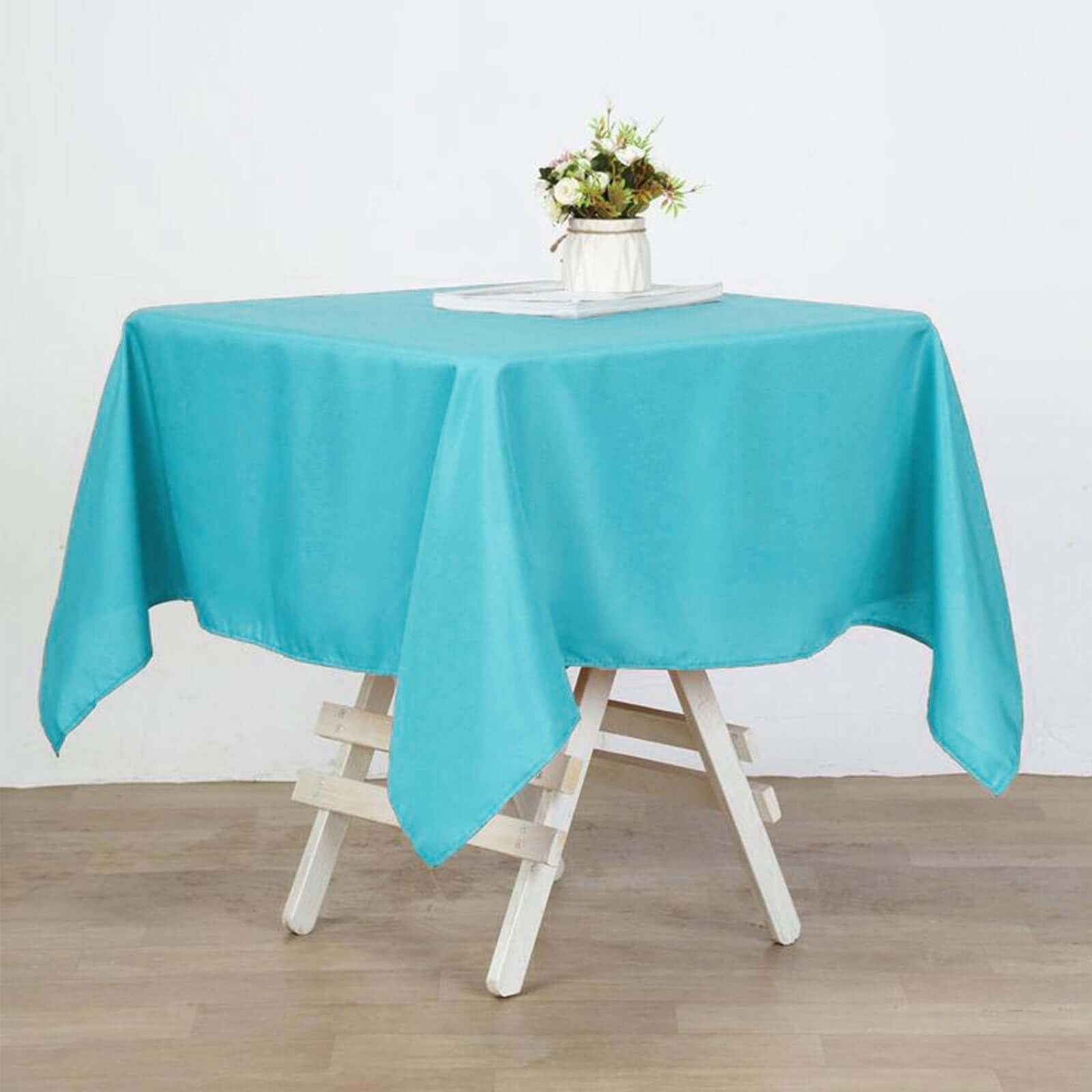 Polyester Square 54"x54" Tablecloth Turquoise - Wrinkle-Resistant & Durable Table Cover