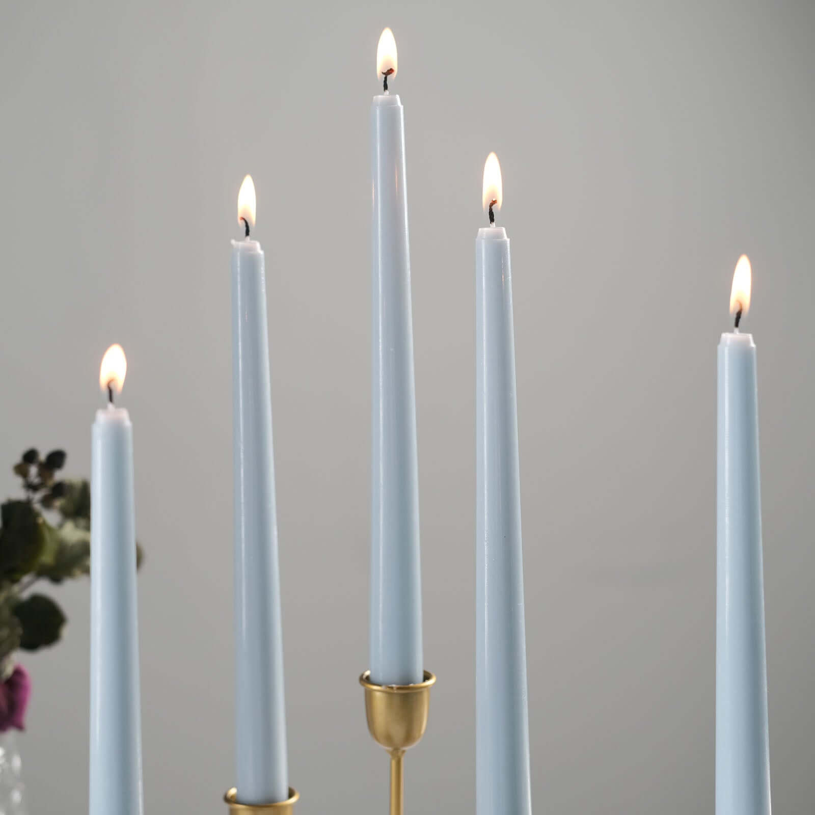 12-Pack Taper Candles Premium Wax Design Dusty Blue - Unscented Candles for Upscale Settings 10"