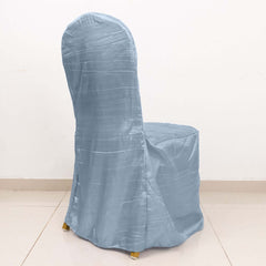 Crinkle Crushed Taffeta Chair Cover for Banquet Chairs Dusty Blue - Reusable Slipcover