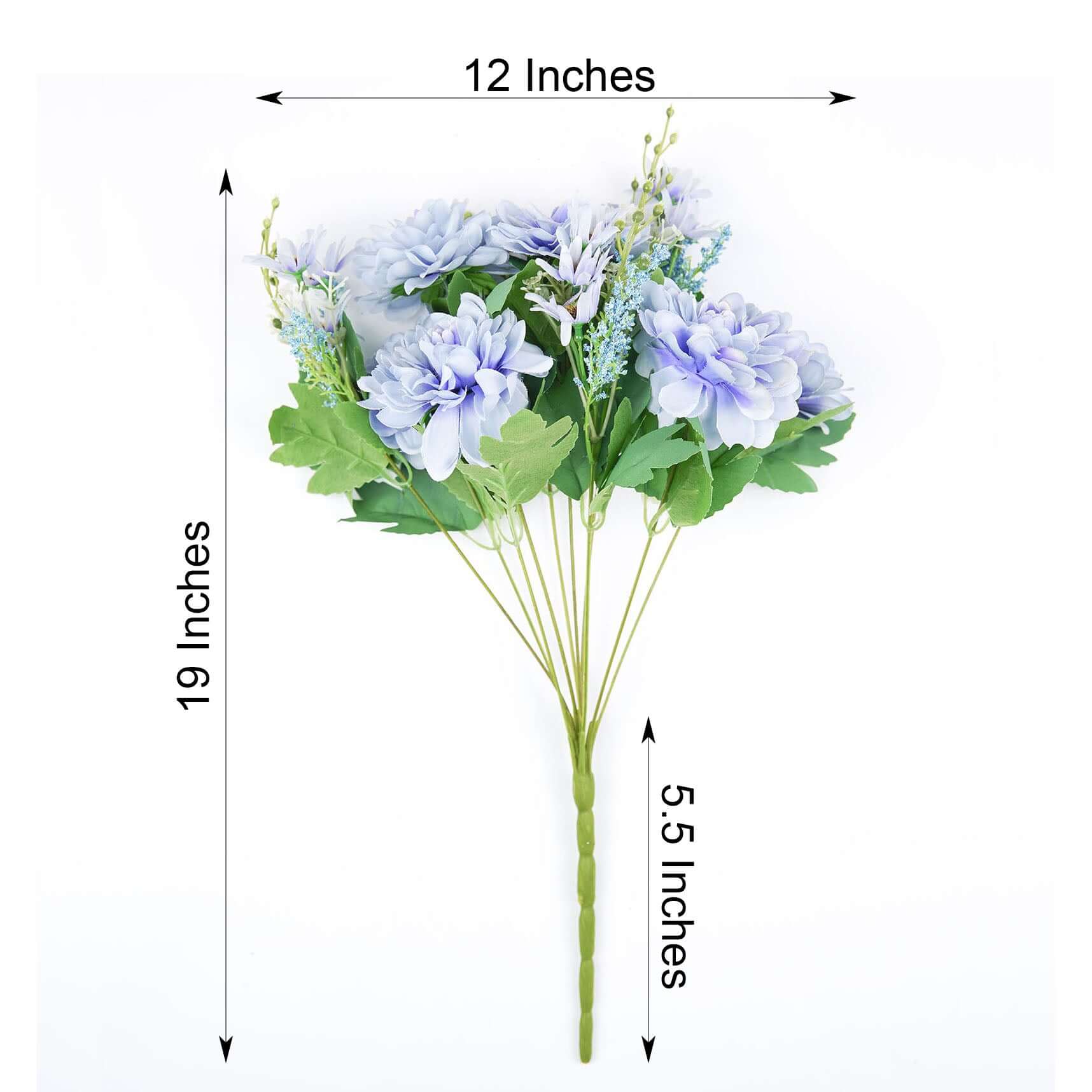 2 Bushes Dusty Blue Artificial Silk Dahlia Flower Bouquet Spray
