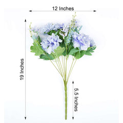 2 Bushes Dusty Blue Artificial Silk Dahlia Flower Bouquet Spray