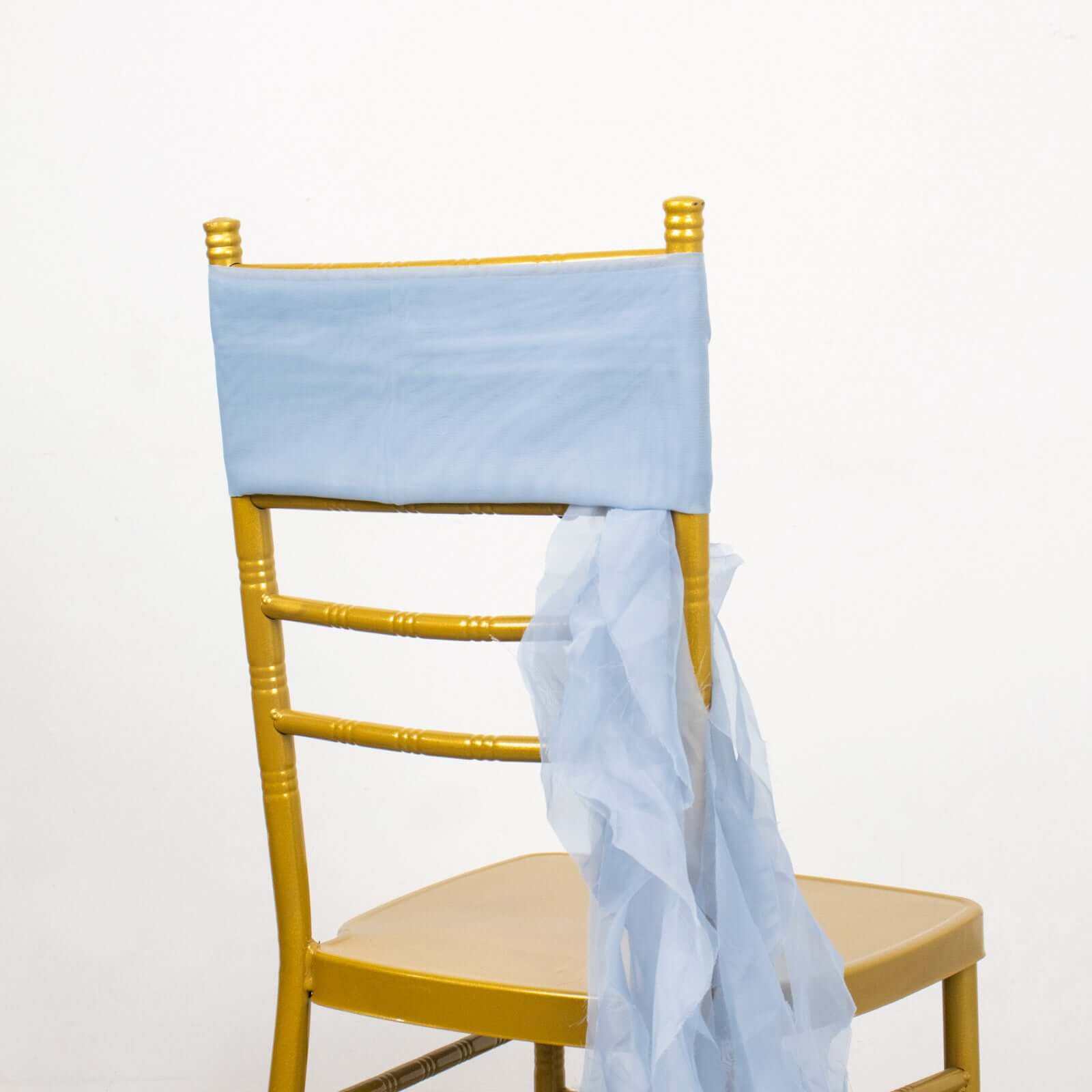 Chiffon Chair Sash with Curly Design Dusty Blue - Stylish Chair Decorations