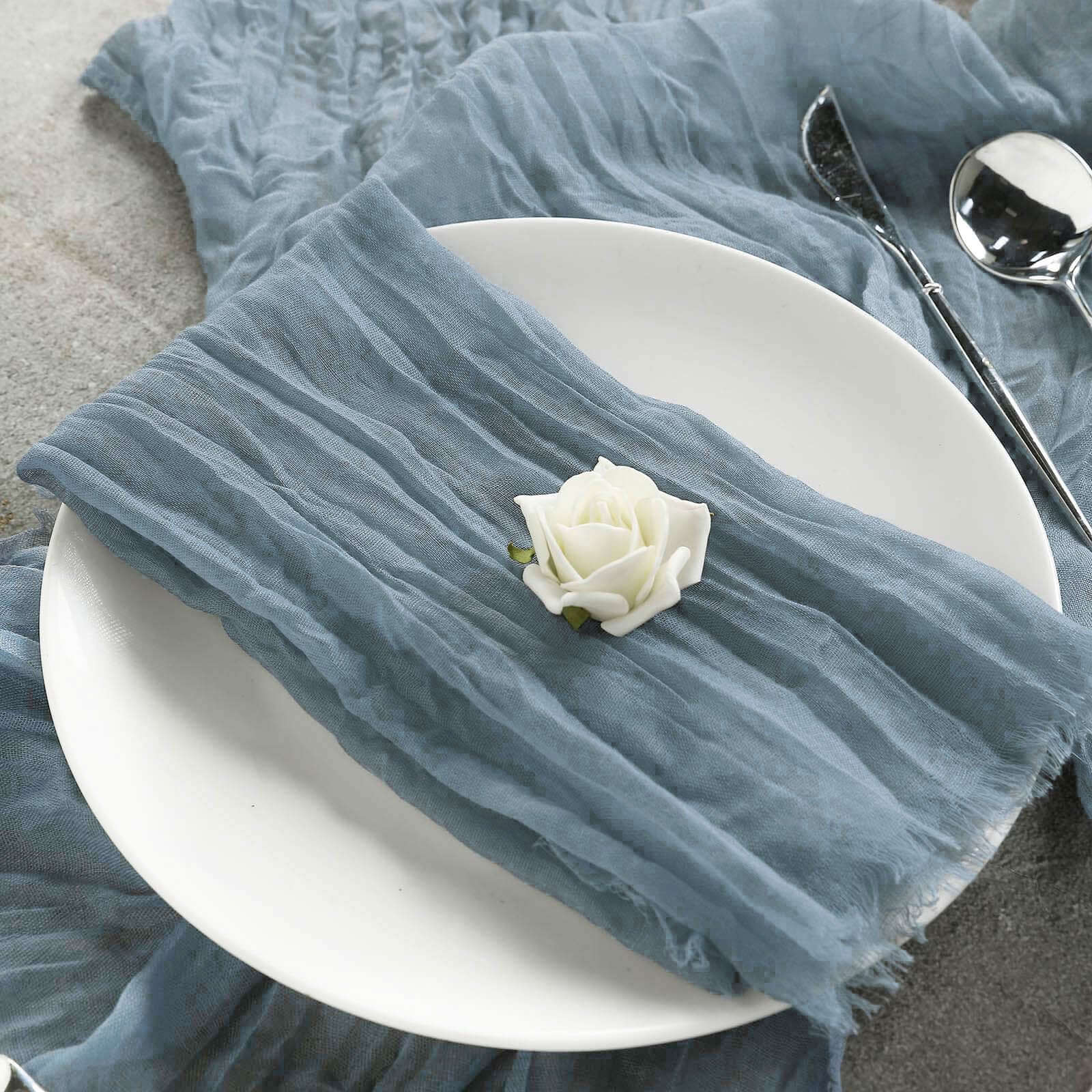 5 Pack Gauze Cheesecloth 24"x19" Napkins Dusty Blue Reusable Dinner Napkins