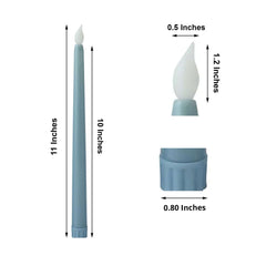 3-Pack LED Decorative Lighting Warm Flickering Dusty Blue - Flameless Taper Candles 11"