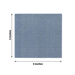 50-Pack Paper Beverage Napkins Dusty Blue - 2 Ply Disposable Soft 18GSM Cocktail Napkins 5"x5"