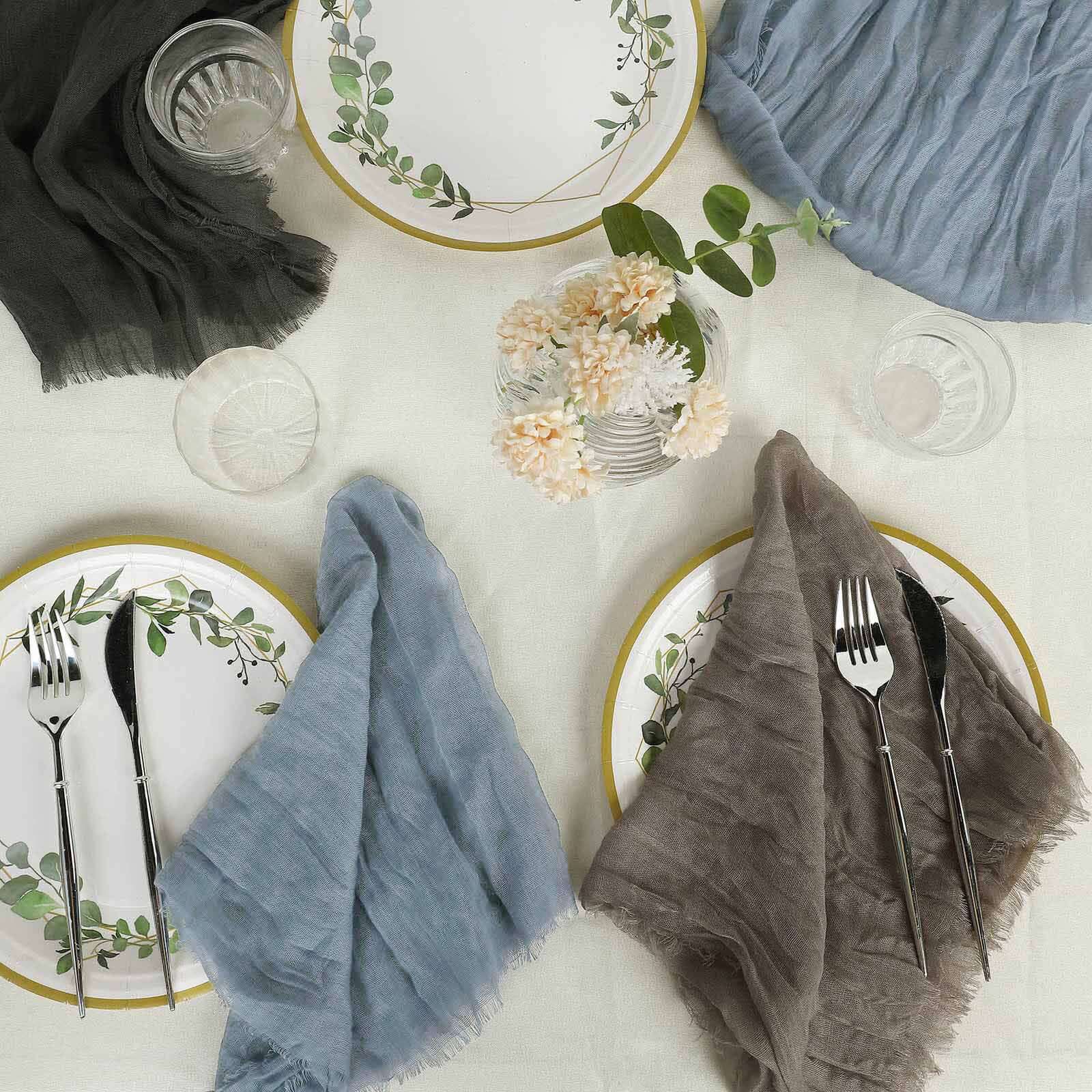 5 Pack Gauze Cheesecloth 24"x19" Napkins Dusty Blue Reusable Dinner Napkins