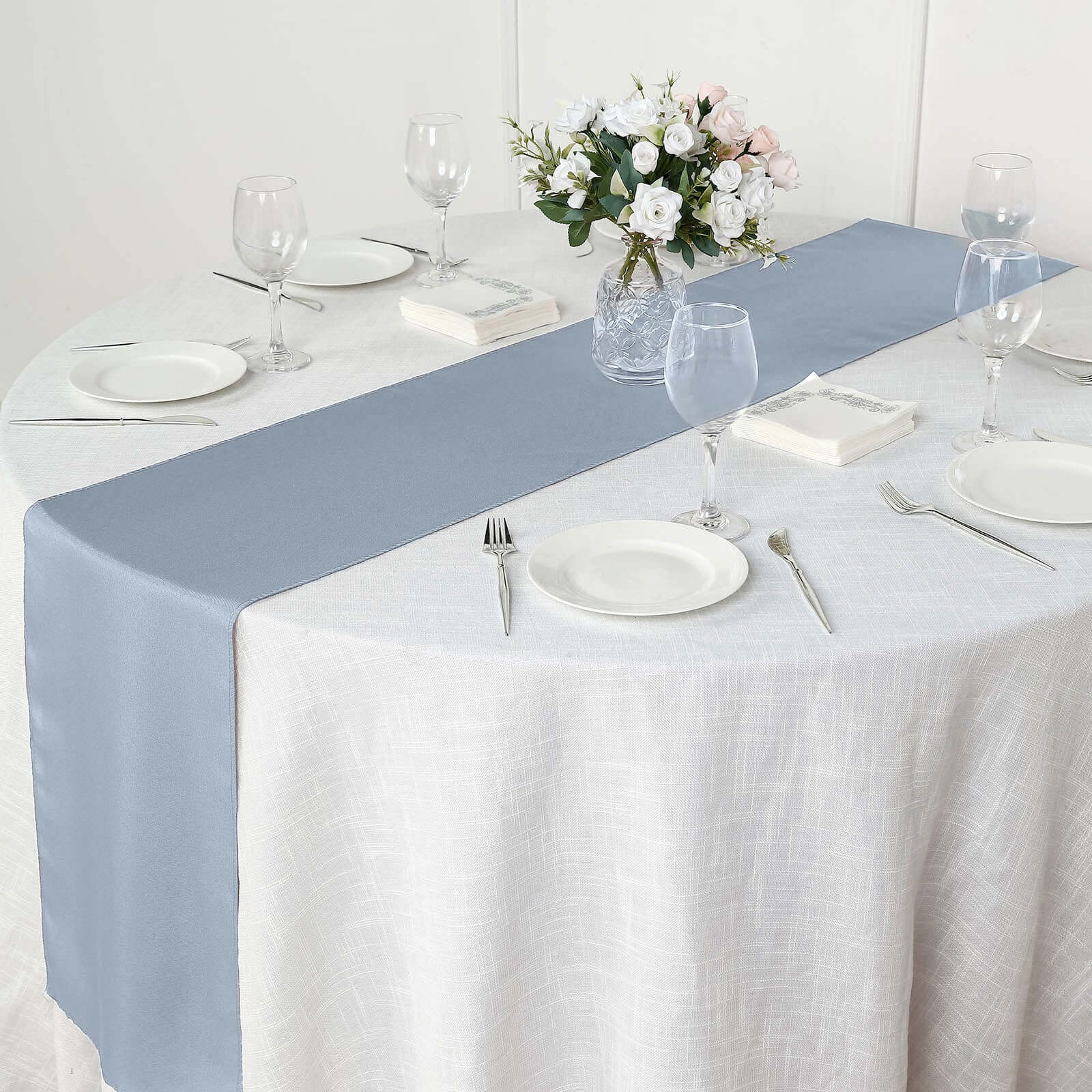 Polyester 12"x108" Table Runner Dusty Blue - Durable & Wrinkle-Resistant Table Decor