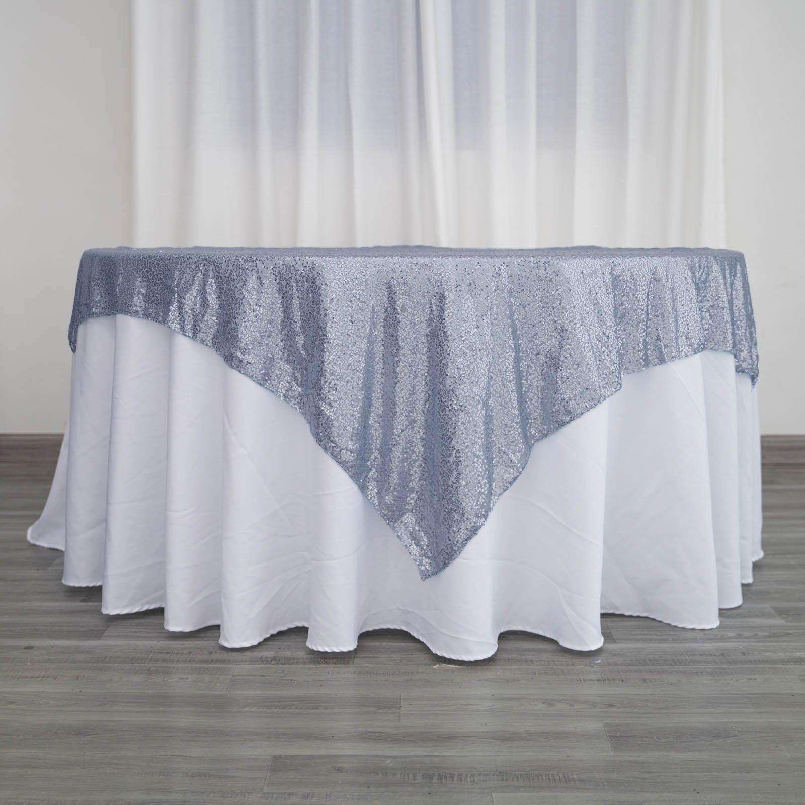 Sequin 72"x72" Table Overlay Square Tablecloth Dusty Blue - Sparkly Table Cover