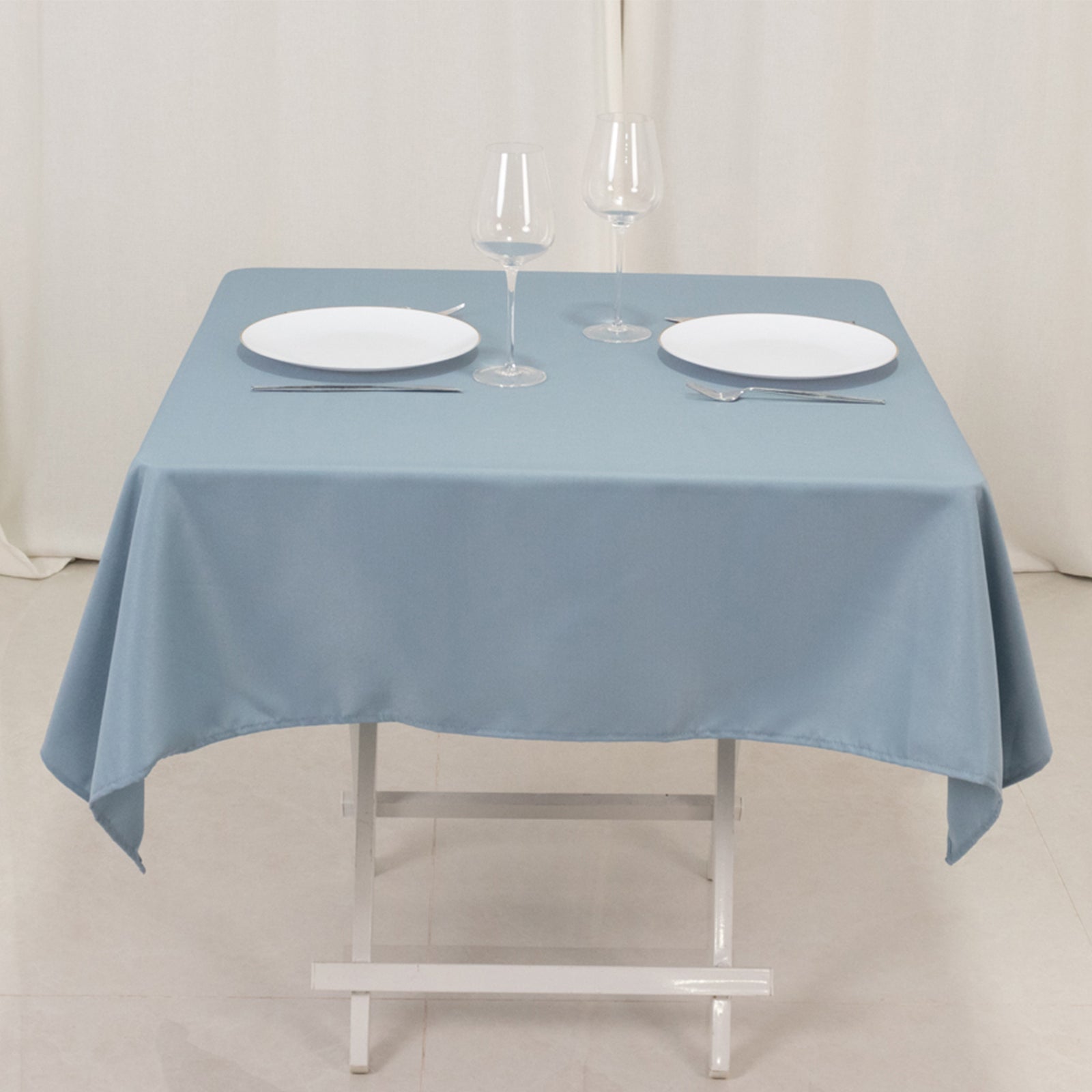 Premium Polyester 54"x54" Square Tablecloth Dusty Blue - Stain and Wrinkle-Resistant 220GSM Table Cover