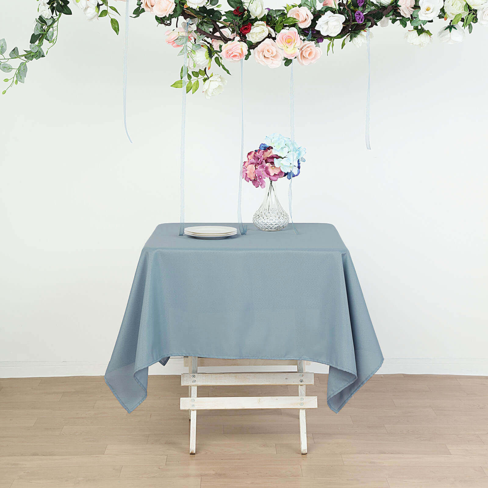 Polyester Square 54"x54" Tablecloth Dusty Blue - Wrinkle-Resistant & Durable Table Cover