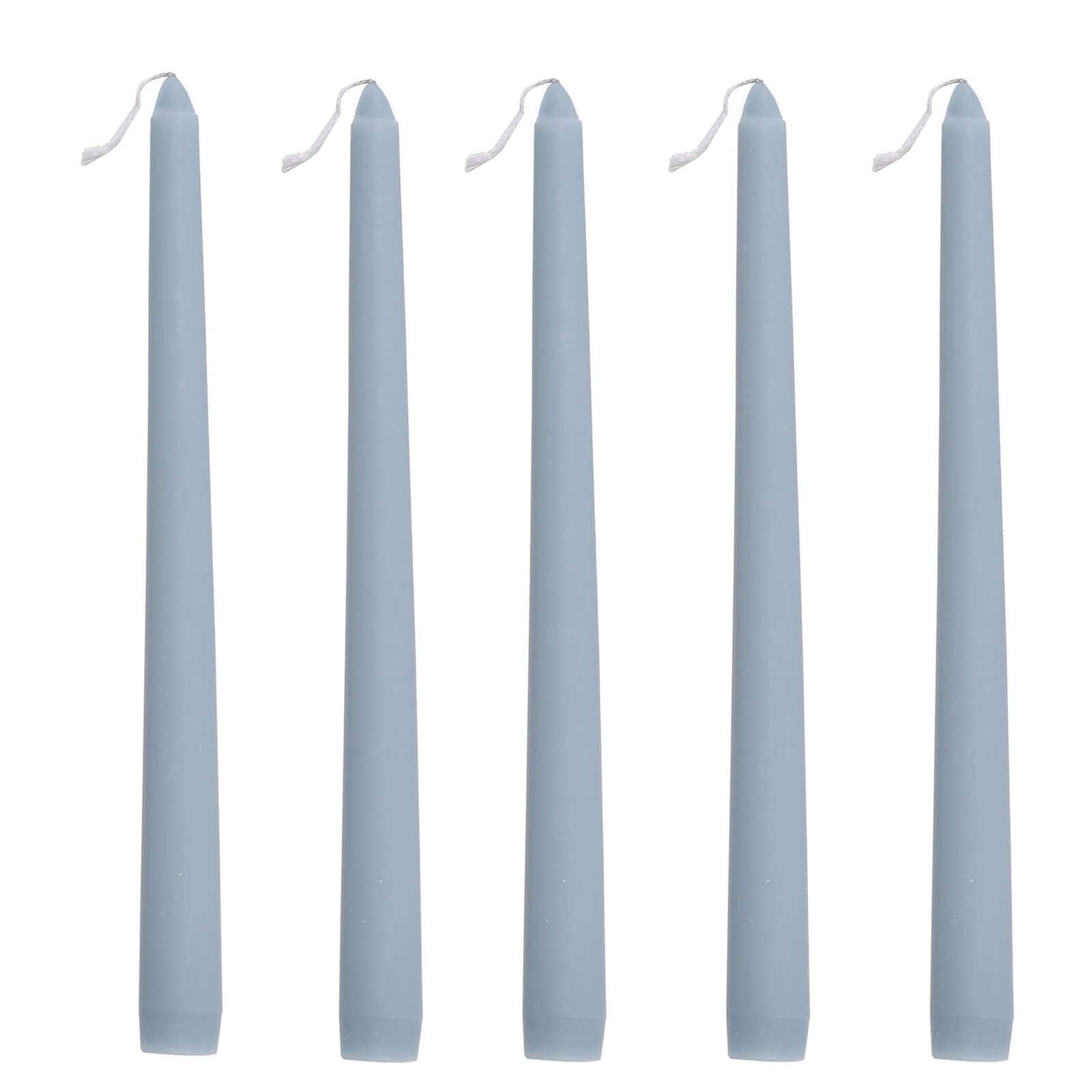 12-Pack Taper Candles Premium Wax Design Dusty Blue - Unscented Candles for Upscale Settings 10"